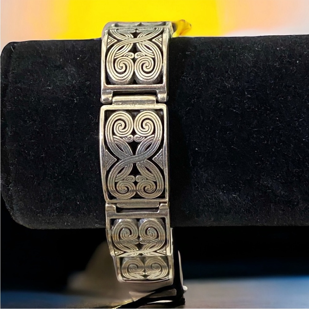 Large BRIGHTON Etched Scroll Silver Panel Bracelet